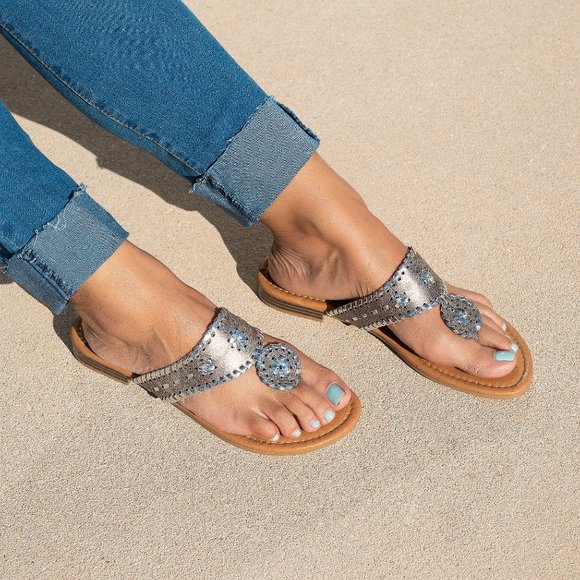 Rosetta Pewter Thong Sandals - Picture 3 of 3